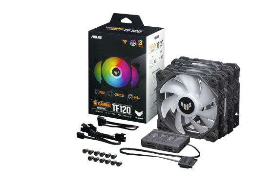 ASUS TUF Gaming TF120 ARGB Fan - Triple Fan Kit with ARGB Controller - Air cooler - 12 cm - 250 RPM - 1900 RPM - 29 dB - 76 cfm