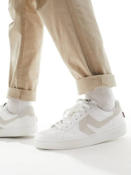 Levi's Swift leather trainer in white with cream backtab