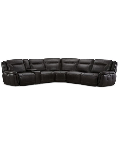 Lenardo 6-Pc. Leather Sectional with 2 Power Recliners and Console, Created for Macy's