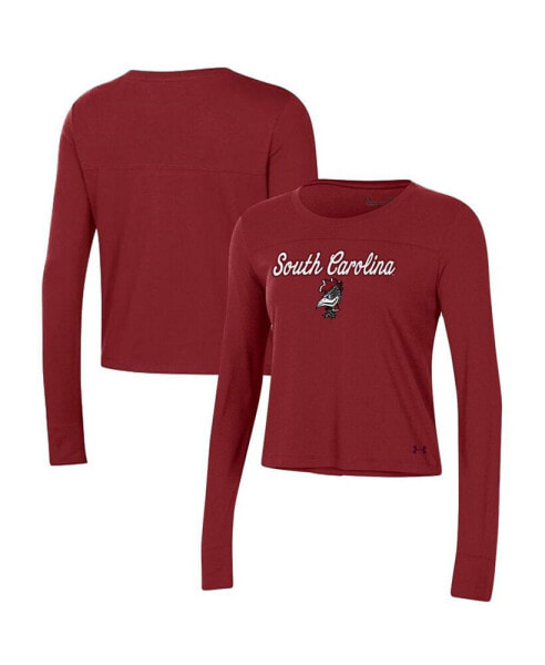 Women's Garnet South Carolina Gamecocks Vault Cropped Long Sleeve T-shirt