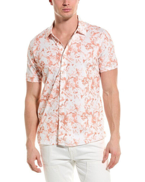 Raffi Monotone Floral Printed Button Front Shirt Men's