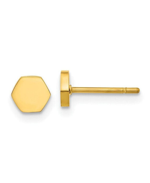 Stainless Steel Polished Yellow IP-plated Hexagon Earrings