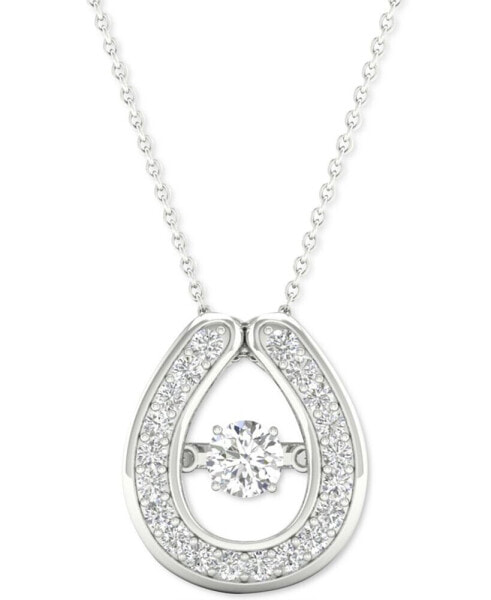 Twinkling Diamond Star diamond Framed 18" Pendant Necklace (1/5 ct. t.w.) in 10k White Gold