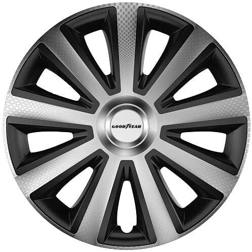 Goodyear 10623 “Memphis Carbon” Car Wheel Trims, 35 cm (14 Inches) Set of 4 Black/Silver