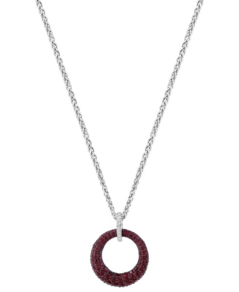 EFFY® Ruby (2-3/4 ct. t.w.) & Diamond Accent Circle 18" Pendant Necklace in Sterling Silver (Also available in Pink Sapphire & Sapphire)