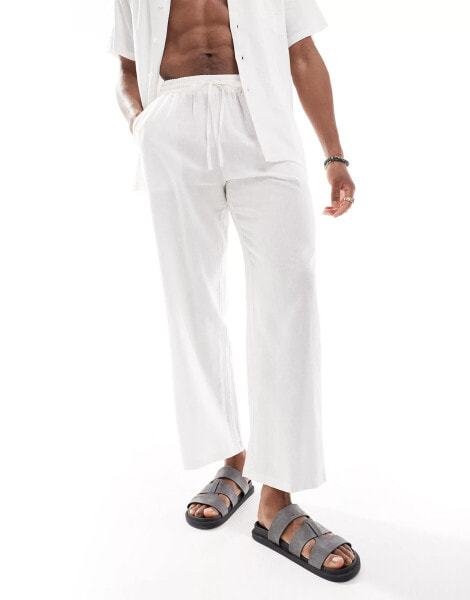 Southbeach beach linen look trouser in white