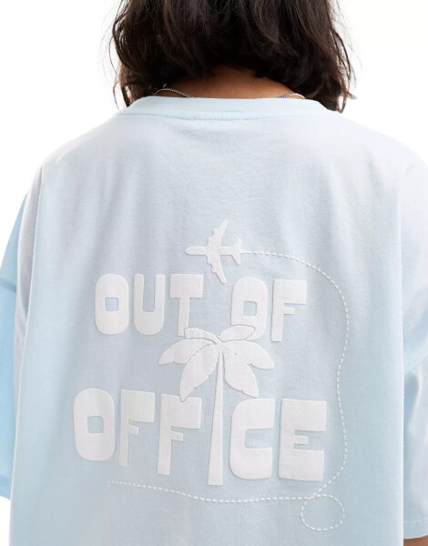 ASOS DESIGN oversized tee with out of office graphic in white