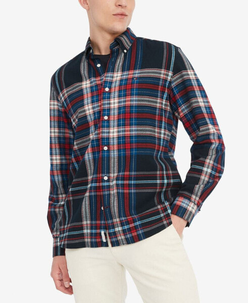 Men's Gradient Check Regular-Fit Long-Sleeve Button-Down Shirt