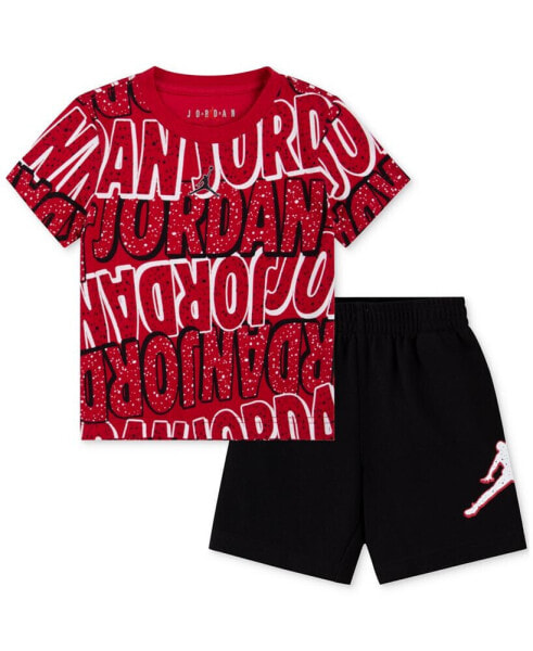 Toddler Boys Printed T-Shirt & French Terry Shorts, 2 Piece Set