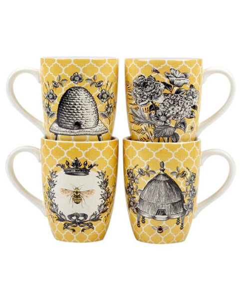 French Bees Set of 4 Mugs