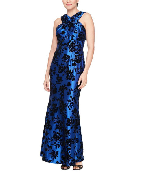 Women's Floral-Print Halter Gown