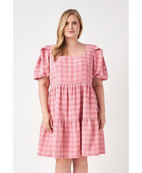 Plus Size Tweed Babydoll Dress