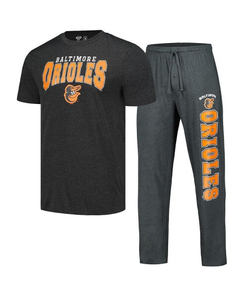 Men's Charcoal, Black Baltimore Orioles Meter T-shirt and Pants Sleep Set