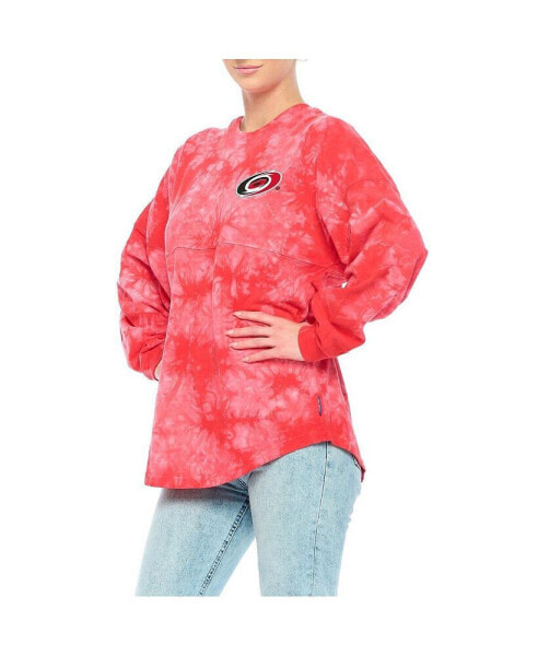 Women's Red Carolina Hurricanes Crystal-Dye Long Sleeve T-shirt
