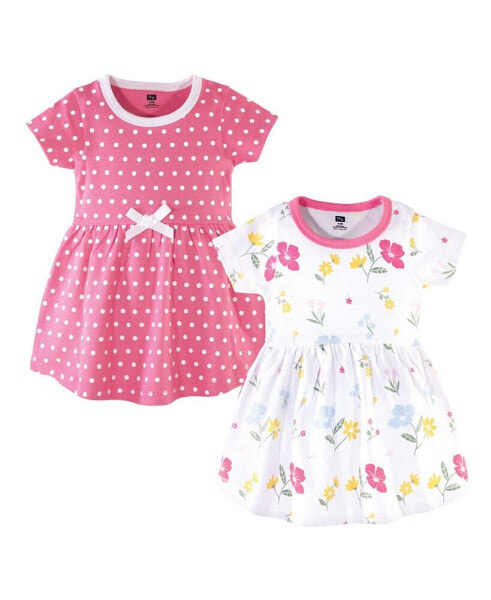 Baby Girls Cotton Short-Sleeve Dresses 2pk, Spring Mix