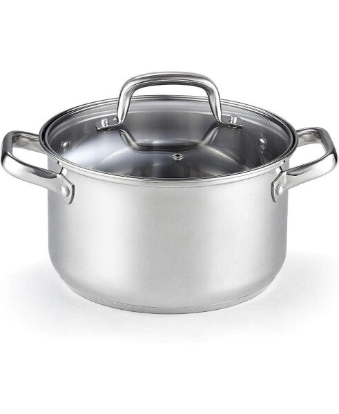 Stock Pot with Lid, Basics Stainless Steel Casserole Stockpots, 5-Quart