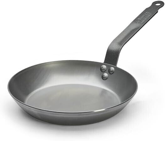 De Buyer 5110.24 Carbone Plus Heavy Quality Steel Round Lyonnaise Frying Pan, 24 cm Diameter