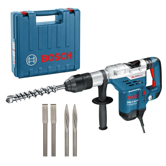 Bosch Bohrhammer GBH 5-40 DCE SDS-max im Set im Handwerkerkoffer + Meißel-Set