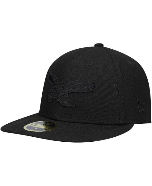 Men's Black Philadelphia Eagles Historic Logo Black On Black Low Profile 59Fifty Ii Fitted Hat