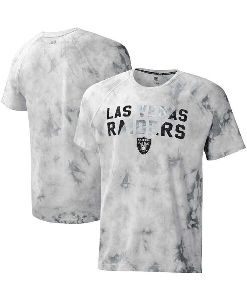 Men's Gray Las Vegas Raiders Resolution Tie-Dye Raglan T-shirt