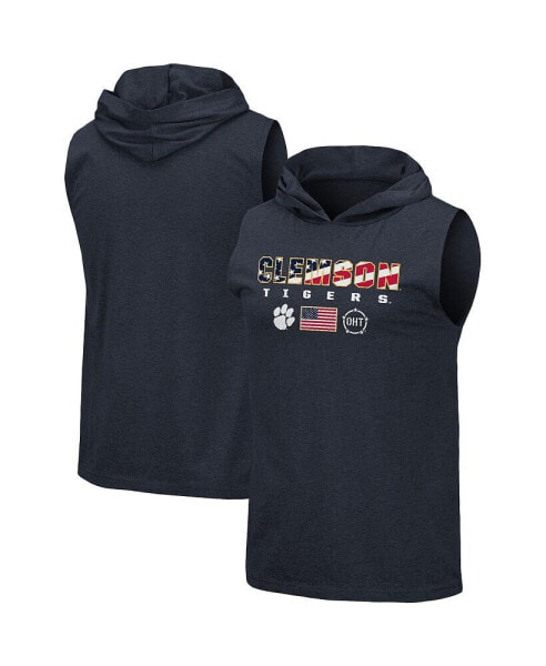 Men's Navy Clemson Tigers OHT Military-Inspired Appreciation Americana Hoodie Sleeveless T-shirt