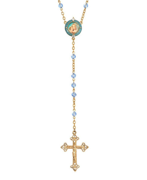 Symbols of Faith 14K Gold-Dipped Mary and Child Decal Beaded Rosary