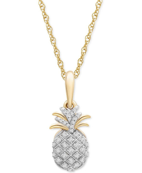 Wrapped diamond Pineapple 18" Pendant Necklace (1/10 ct. t.w.) in 10k Gold