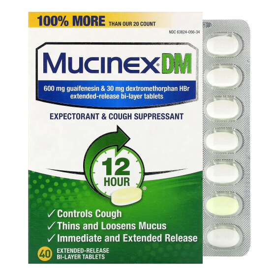 Витаминовый комплекс Mucinex DM, 40 таблеток с продленным высвобождением