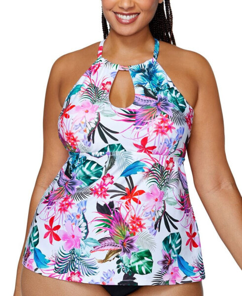 Trendy Plus Size Rosalie Keyhole Tankini Top