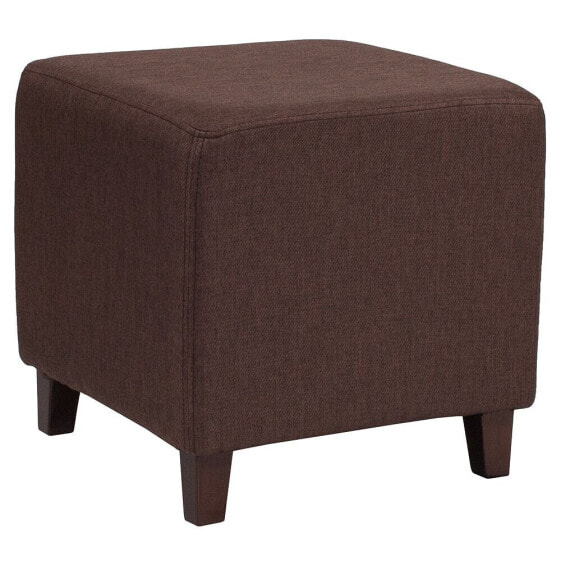 Ascalon Upholstered Ottoman Pouf In Brown Fabric