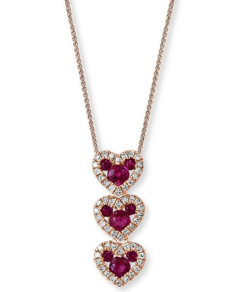 Ruby (1/2 ct. t.w.) & Diamond (1/6 ct. t.w.) 18" Pendant Necklace in 14k Rose Gold