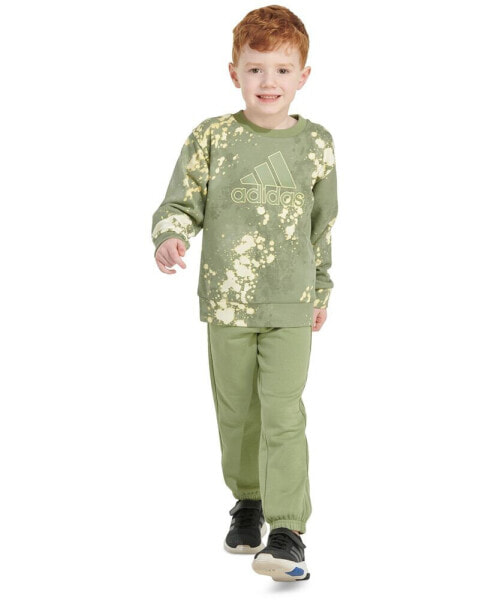 Little & Toddler Boys Printed Crewneck Pullover & Jogger Pants, 2 Piece Set