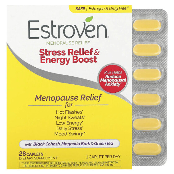 Estroven, средство для облегчение менопаузы, максимальной силы и энергии, 28 капсул для ежедневного приема