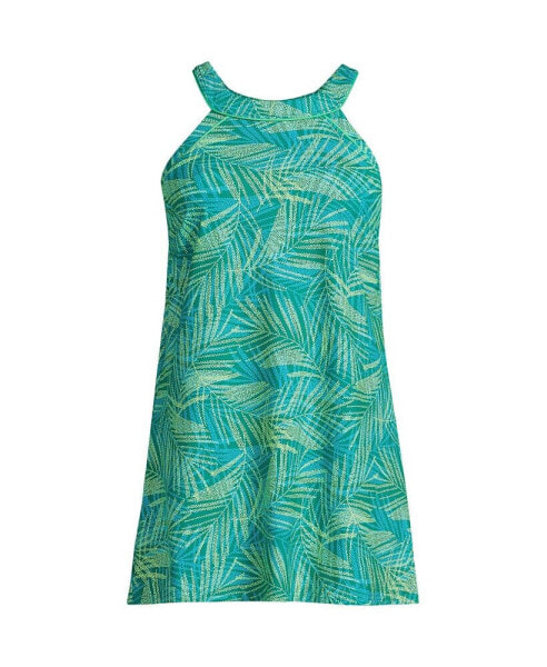 Пляжное платье Lands' End для женщин - платье с высоким воротником, одноцветное, с регулируемыми бретелями