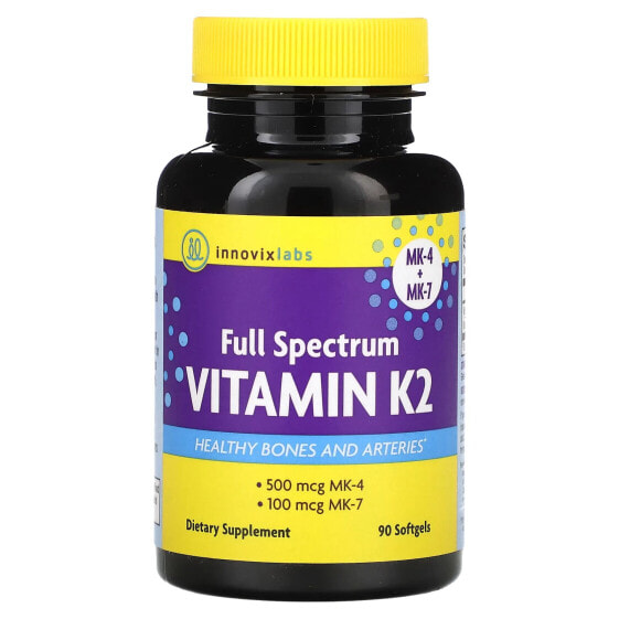 InnovixLabs, Витамин K2 полного спектра, 90 мягких таблеток
