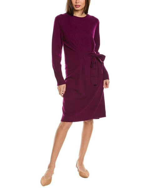 Forte Cashmere Tie Waist Cashmere Sweaterdress Women's Purple L