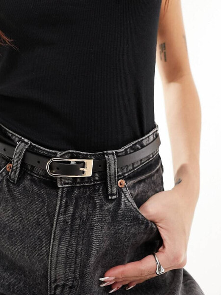 ASOS DESIGN skinny long boyfriend belt in black 