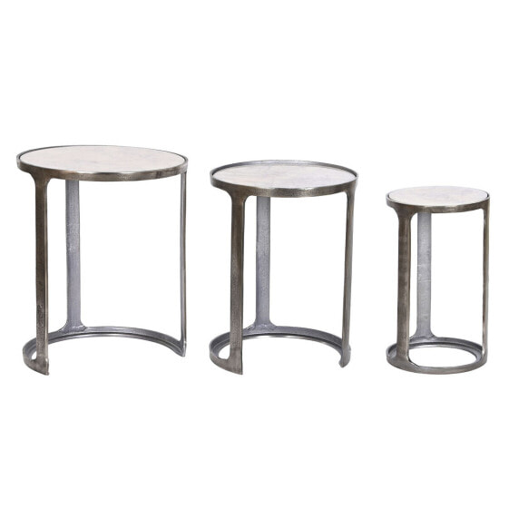 Набор из трех столиков Home ESPRIT Белый Серебристый 45 x 45 x 56 cm