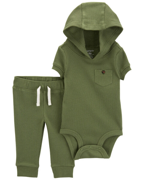 Baby 2-Piece Hooded Thermal Bodysuit Pant Set 12M