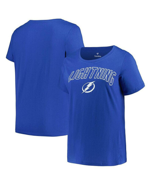 Women's Blue Tampa Bay Lightning Plus Size Arch Over Logo T-shirt