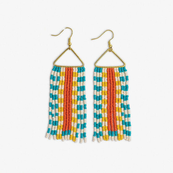 INK + ALLOY Brooke Mixed Checks And Triangles Beaded Fringe Earrings Rio