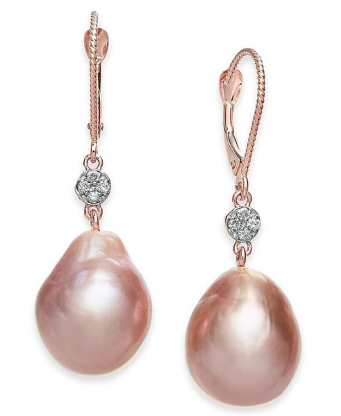 Серьги Macys Pink Baroque Pearl & Diamond