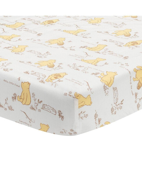 Disney Baby Storytime Pooh 100% Cotton Fitted Crib Sheet - White