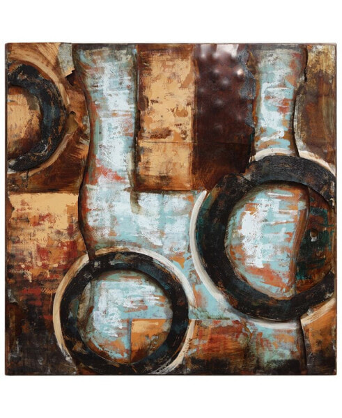 Revolutions 1 Mixed Media Iron Hand Painted Dimensional Wall Art, 32" x 32" x 2"