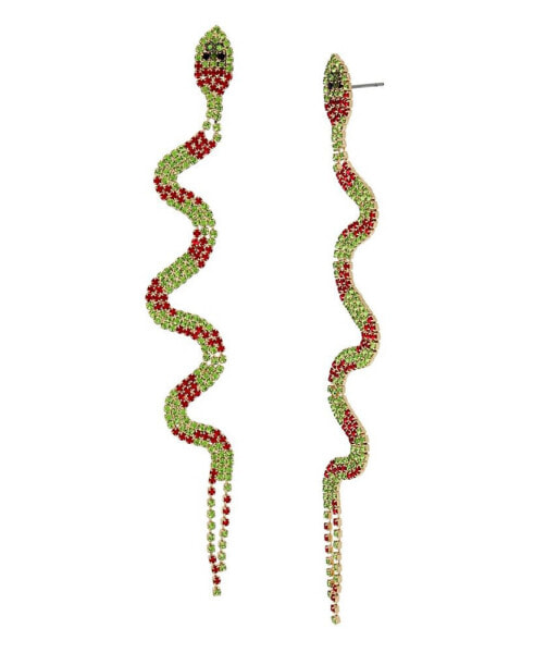 Faux Stone Christmas Snake Linear Earrings