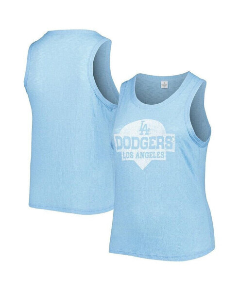 Women's Royal Los Angeles Dodgers Plus Size High Neck Tri-Blend Tank Top