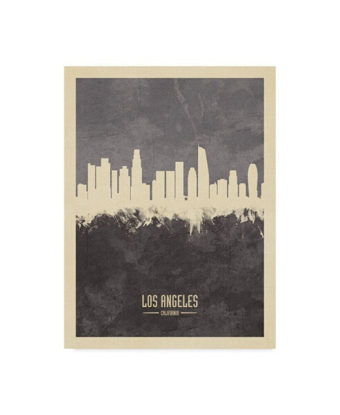 Michael Tompsett Los Angeles California Skyline Gray Canvas Art - 20" x 25"