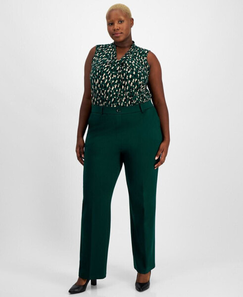 Plus Size Pull-On Compression Straight-Leg Pants