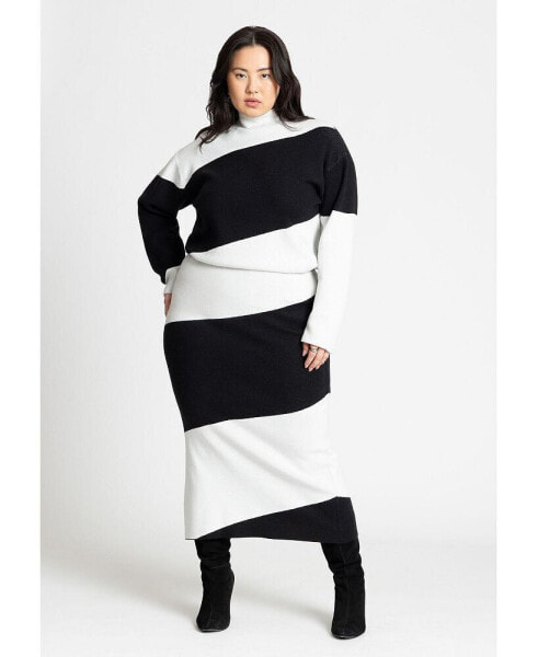 Plus Size Intarsia Sweater Skirt