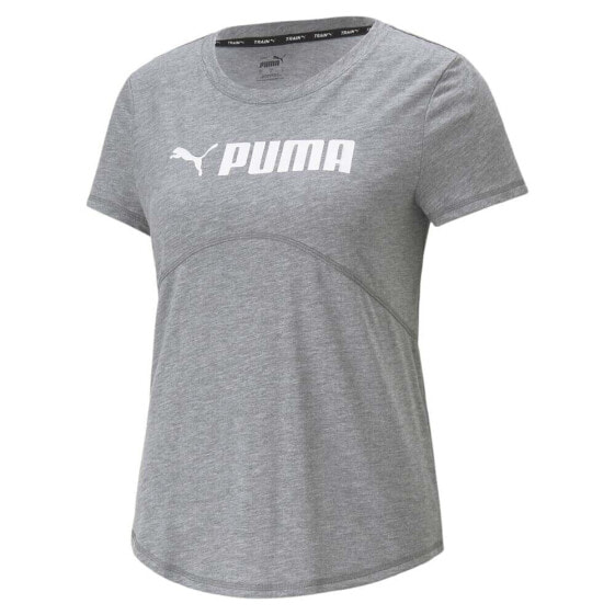 Puma Fit Heather Crew Neck Short Sleeve Athletic T-Shirt Womens Grey Casual Tops